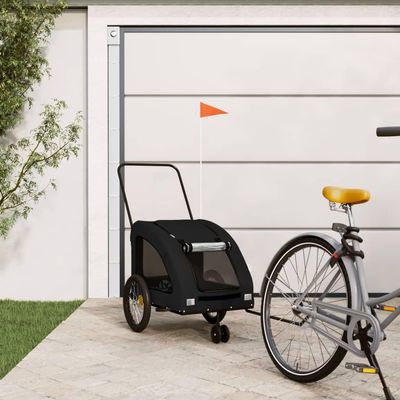Nqyjm Bike Trailer for Dogs, Black, Oxford Fabric and Iron, for Dogs and Cats LH98939