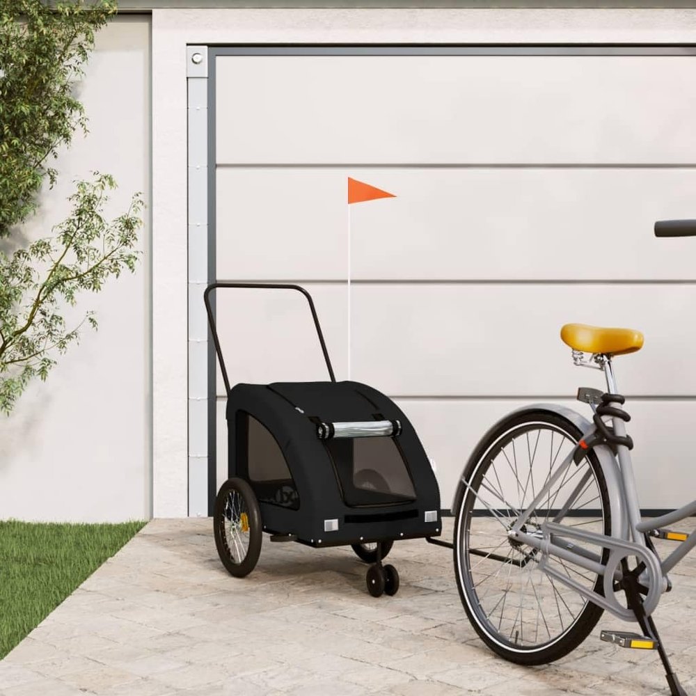 Nqyjm Bike Trailer for Dogs, Black, Oxford Fabric and Iron, for Dogs and Cats LH98939