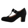 Elegant Mary Jane Heels for Retro Ankle Shoes with T-Strap, Chunky Heel and Round Toe (Black, 40) view 1
