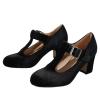 Elegant Mary Jane Heels for Retro Ankle Shoes with T-Strap, Chunky Heel and Round Toe (Black, 40) view 4