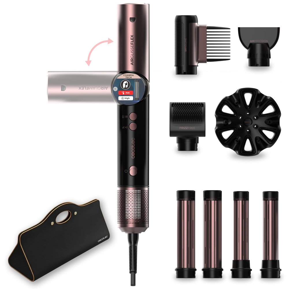 Cecotec AirGlisse 8-in-1 Flex Black Multifunctional Air Styler, 1,400 W