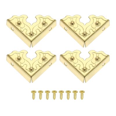 QUARKZMAN 4-Pc. Vintage Metal Corner Protectors, 25 x 25 x 9 mm