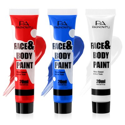 PASNOWFU Red, White & Blue Water-Based Face and Body Paint Kit