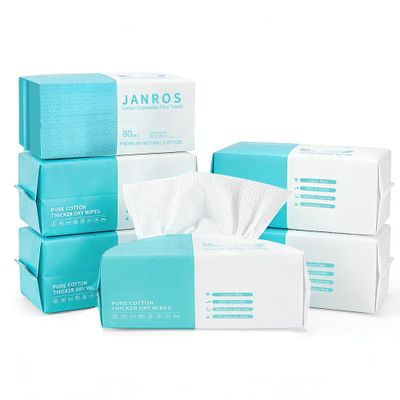 JANORS Disposable Facial Towels, 100% Cotton, Soft Dry Face Towels, 20 x 20 cm (6 Count)