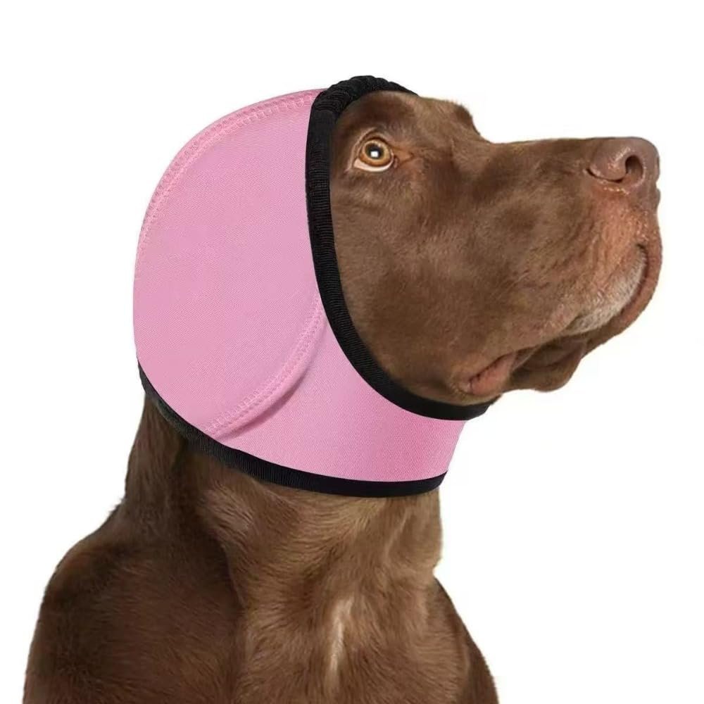 Dog Ear Protection, Calming Ear Cover for Dogs, Rainy Days, Noise-Reducing, Waterproof, Calming Hood (S, Pink)