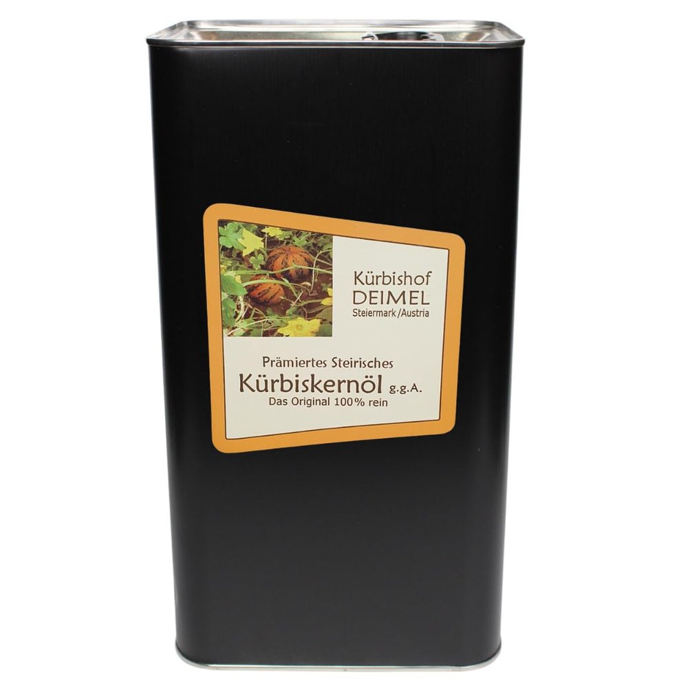 DEIMEL Pumpkin Farm, Styria/Austria – SparMaxi – 5-Liter Supply – Original Styrian Pumpkin Seed Oil PGI – Awarded Annually