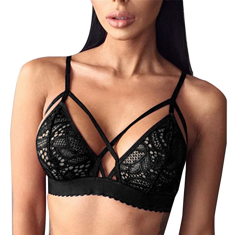 Women’s Sexy Lace Open-Bust Underwire-Free Halter Bra