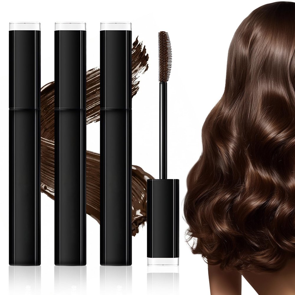3-Piece Hair Mascara for Gray Root Coverage, Coffee Brown, 15 mL Each