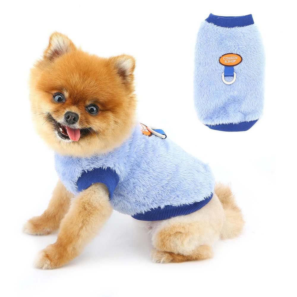 PAIDEFUL Colourblock Plush Fleece Dog Sweater for Small Dogs