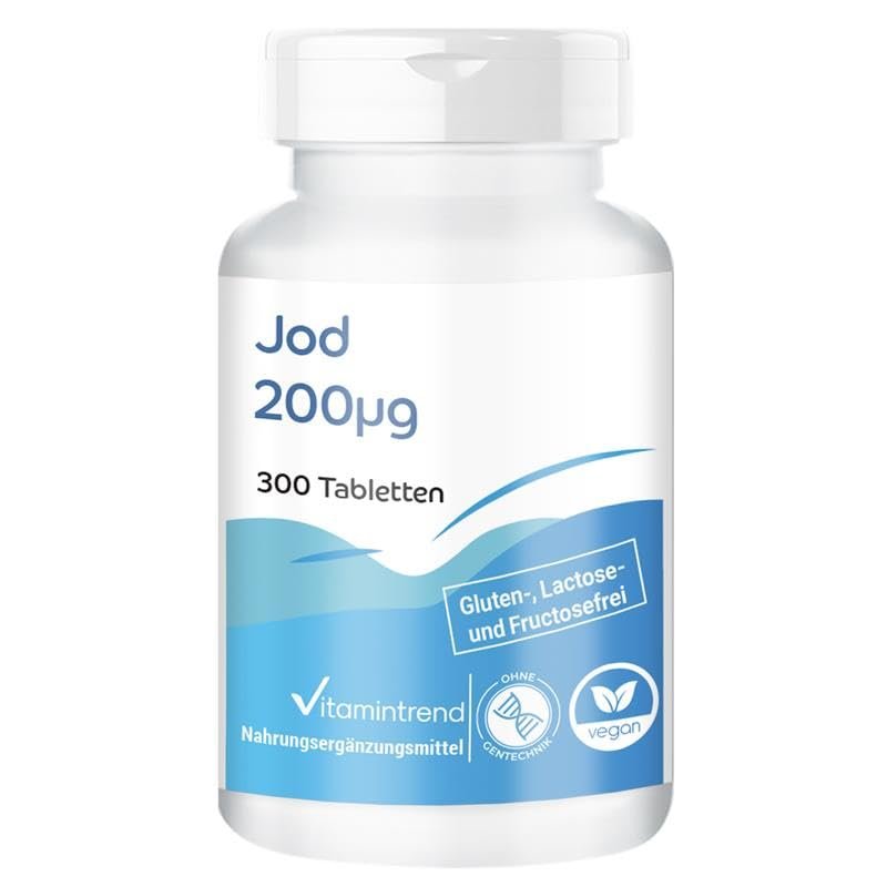 Vitamintrend Iodine 200 µg, 300 Tablets, Easy to Swallow, High Dose, Vegan Supplement Made in Germany
