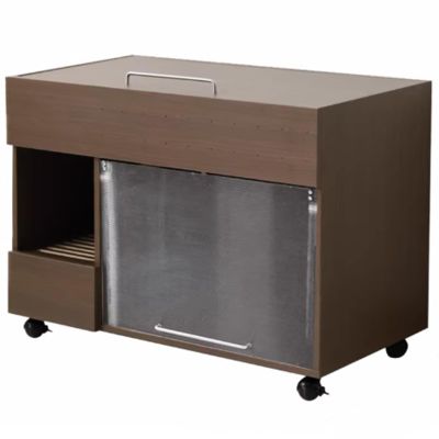 YUGXTH Hidden Litter Box Cabinet with Wheels and Storage for Large Cats, Brown