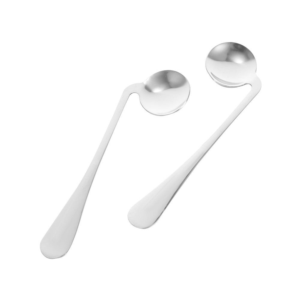 2-Piece Adaptive Spoon Set, Wide-Handle Stainless Steel, Silver, for Seniors