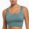 Uwdiohq V-Neck Push-Up Bra Without Underwire for Women, Lace Bra with Front Button Placket, Shaping Cups, Adjustable Straps, Green, S view 2