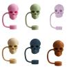Set of 6 Skull Straw Covers, Silicone Straw Toppers for Cups view 1