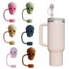 Set of 6 Skull Straw Covers, Silicone Straw Toppers for Cups view 2