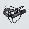 Eagerlove Women's Sexy Lace G-String Thong Panties, Black, A/B, 2-Pack, L view 3