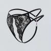 Eagerlove Women's Sexy Lace G-String Thong Panties, Black, A/B, 2-Pack, L view 4