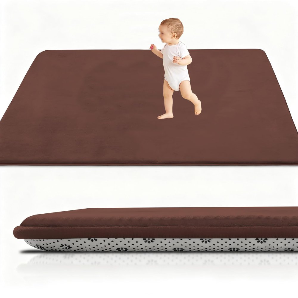 RxueSug Baby Crawling Mat, 150 x 200 cm, 3 cm Thick, Brown