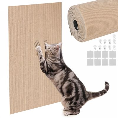 Self-Adhesive Cat Scratching Mat 300 x 40 cm, Cut-to-Fit Sofa and Furniture Protector, Khaki