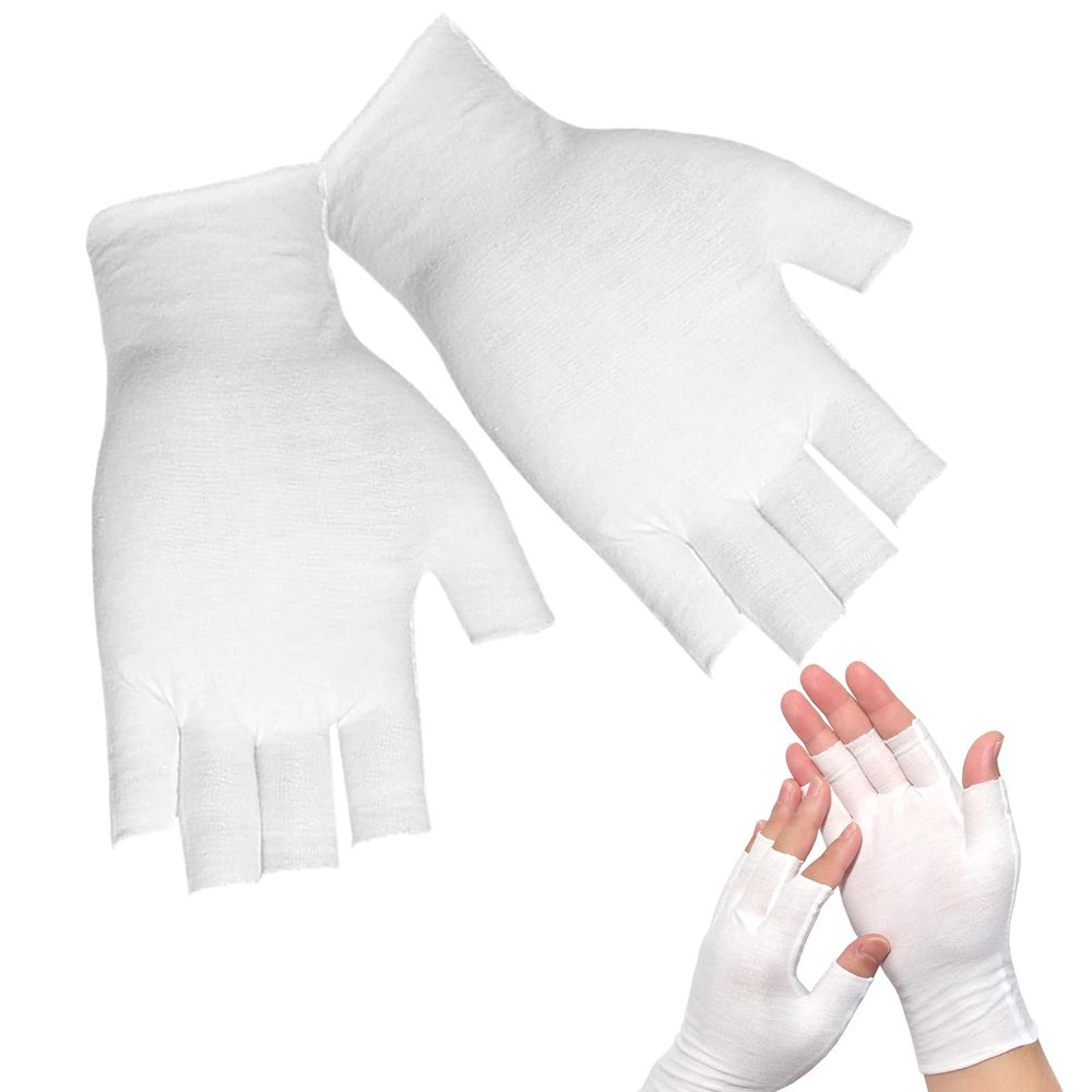 Simsky 4 Pairs Cotton Fingerless Gloves, UV Protection, White