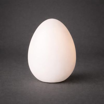 Jumbos Dekowelt Porcelain Decorative Egg with LED Effect, Easter Decoration for Indoors, 3 Sizes, Freestanding, Timer, Modern Home Decor, White, 16 cm