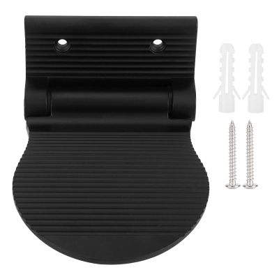 Wall-Mounted, Non-Slip Aluminum Footrest for Hallways, Entryways, and Bathrooms, Foldable Shoe-Shining Aid, Black
