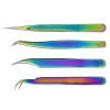 Yechiry Colorful Stainless Steel Eyelash Extension Applicator, Professional Beauty Tweezers for False Lashes, 4-Piece Set view 1