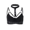 Women's Black Leather-Look Open-Bust Push-Up Bra Harness Set view 3