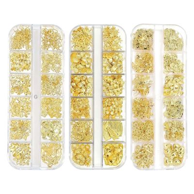 36-Design 3D Nail Charms Set – Gold Ocean Theme