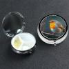 Small Metal Pill Organizer with 3 Compartments, Robin on a Branch view 1