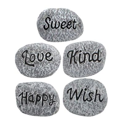 TOGEVAL 5-Piece Resin Pebble Decor for Aquariums and Flower Pots