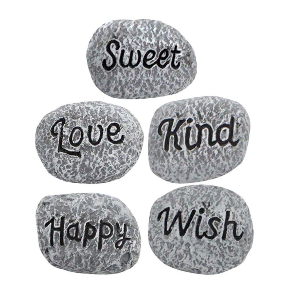 TOGEVAL 5-Piece Resin Pebble Decor for Aquariums and Flower Pots