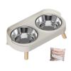 HEEPDD Elevated Dog Bowls with Stand, Stainless Steel Food and Water Bowls with Splash Guard and Non-Slip Legs, 2 x 400 ml Capacity, for Small and Medium-Sized Dogs and view 1