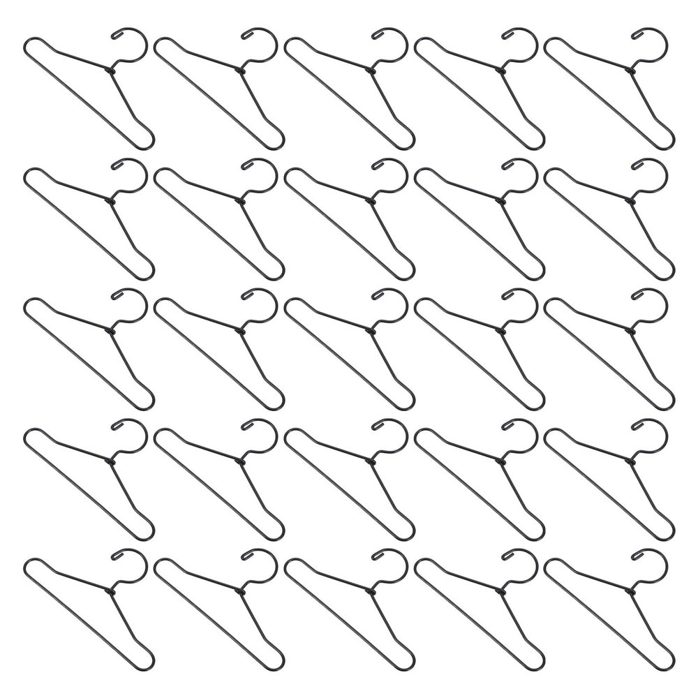 Housoutil 50-Piece Small Black Metal Doll Clothes Hangers, 6.5 x 3.5 cm