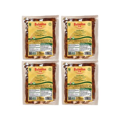 Baladna Palms Vacuum-Packed Dates, 4 x 450 g | Premium Dates with Natural Sweetness | Ideal for Pre-Workout Snacks, Smoothies, Baking & Desserts | Vegan & Halal