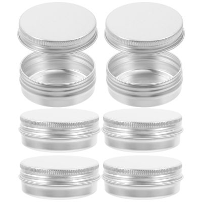 Zerodeko Round Aluminum Tins with Screw Lids, 6-Piece Set, Silver Storage Containers for Face Cream and Small Cosmetic Samples