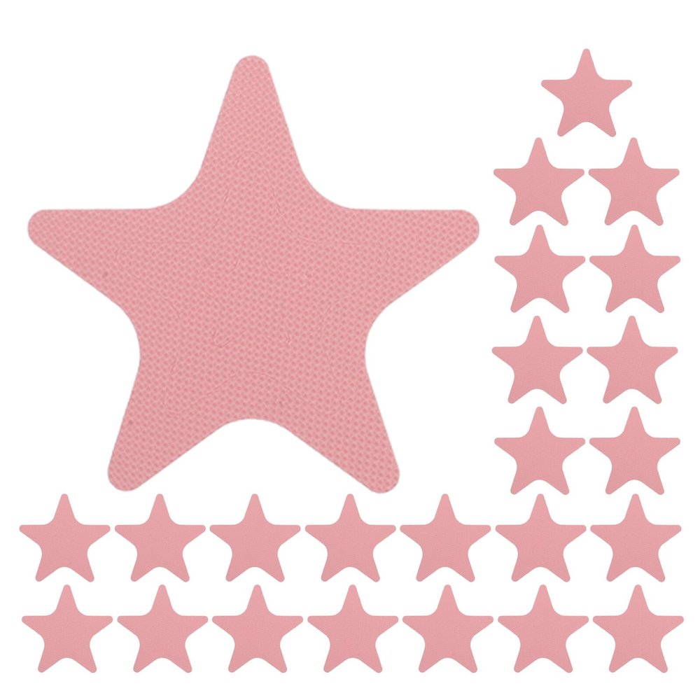HEALSOPTHY 24-Piece Pink Star-Shaped Anti-Slip Bathtub Stickers