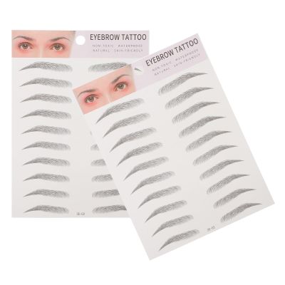 ROMISBABA 2-Piece 3D Artificial Eyebrow Stickers, Hair-Like Transfer Stickers, Black, Temporary Eyebrow Tool for Men and Women, Easy Application, Natural Look