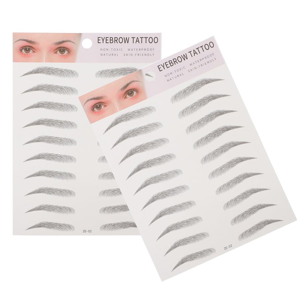 ROMISBABA 2-Piece 3D Artificial Eyebrow Stickers, Hair-Like Transfer Stickers, Black, Temporary Eyebrow Tool for Men and Women, Easy Application, Natural Look