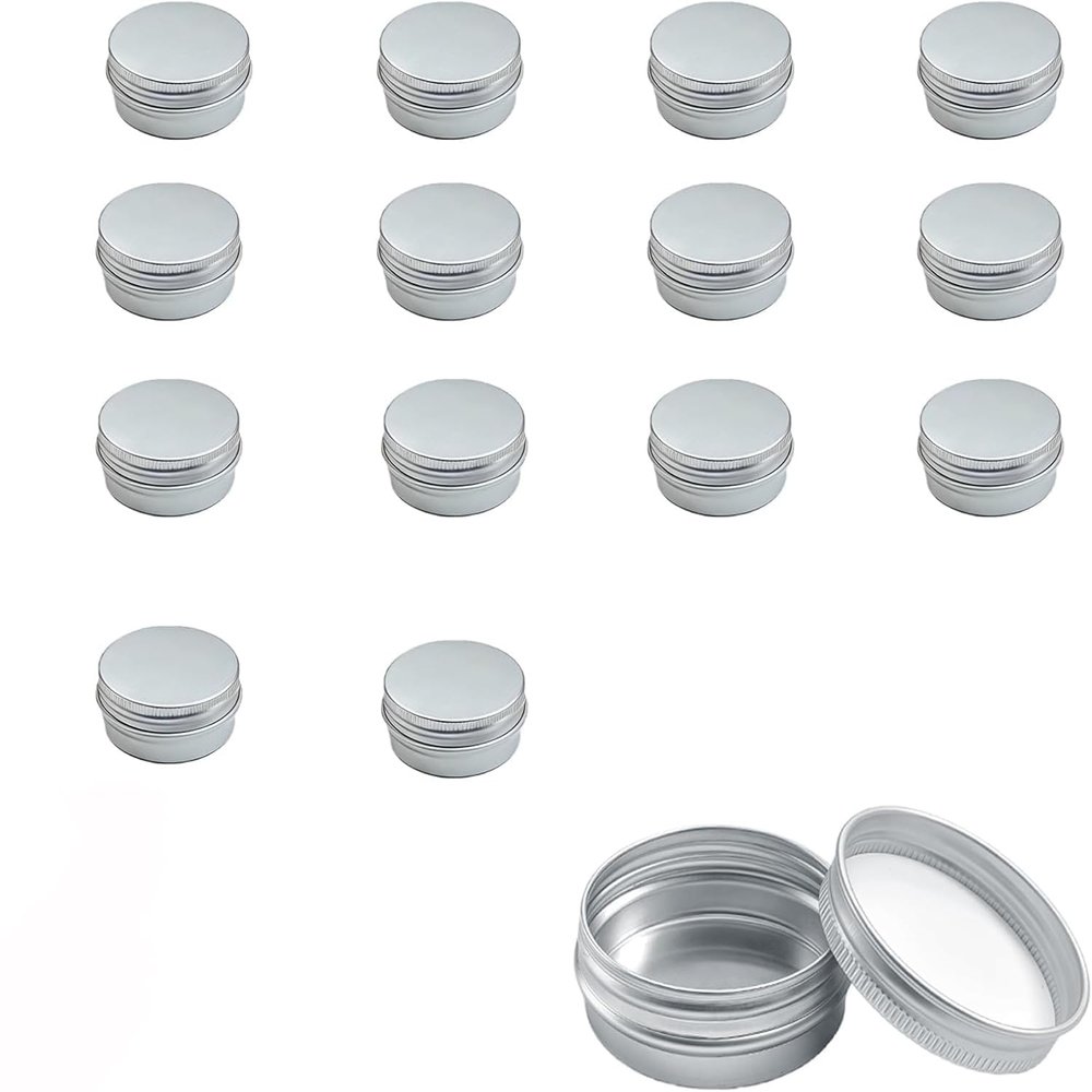 jwtyu 50 mL Aluminum Tins, 15-Pack, Refillable Cream Jars