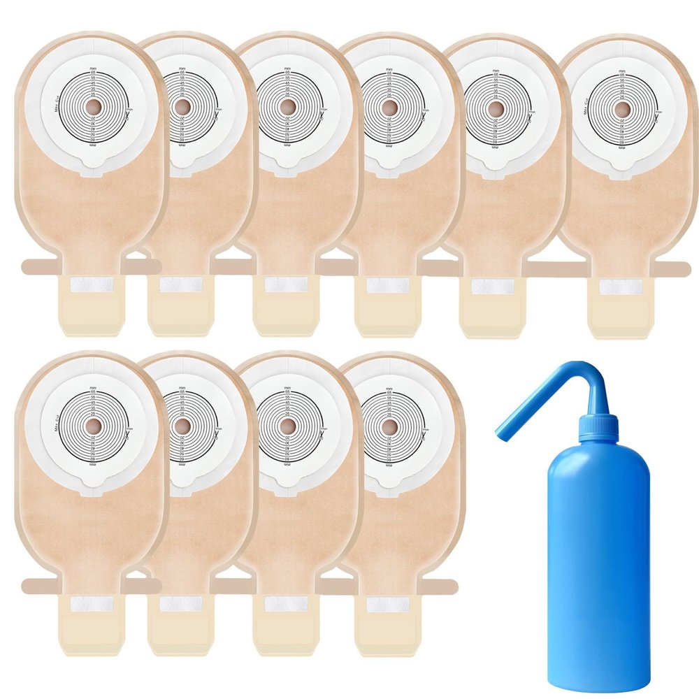 10-Pk One-Piece Ostomy Bags with Closure, 20–65 mm Cut-to-Fit
