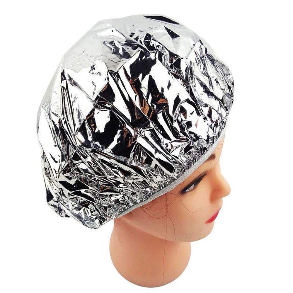 TIKATARER Reusable Aluminum Foil Shower Cap, 30 cm, Silver, 1 Count