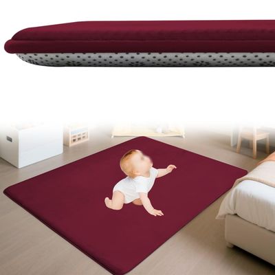 Zteiuqx Children's Coral Velvet Rug, Non-Slip Play Mat, Rose Red, 100 x 180 cm