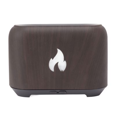 Tomantery Flame Diffuser, USB-Powered 3D LED Color-Light Humidifier for Home, 130 mL, Dark Wood Grain