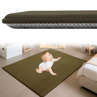Zteiuqx Kids' Rug, 2 cm Thick Coral Velvet Crawling and Play Mat, Non-Slip, Army Green, 200 x 320 cm