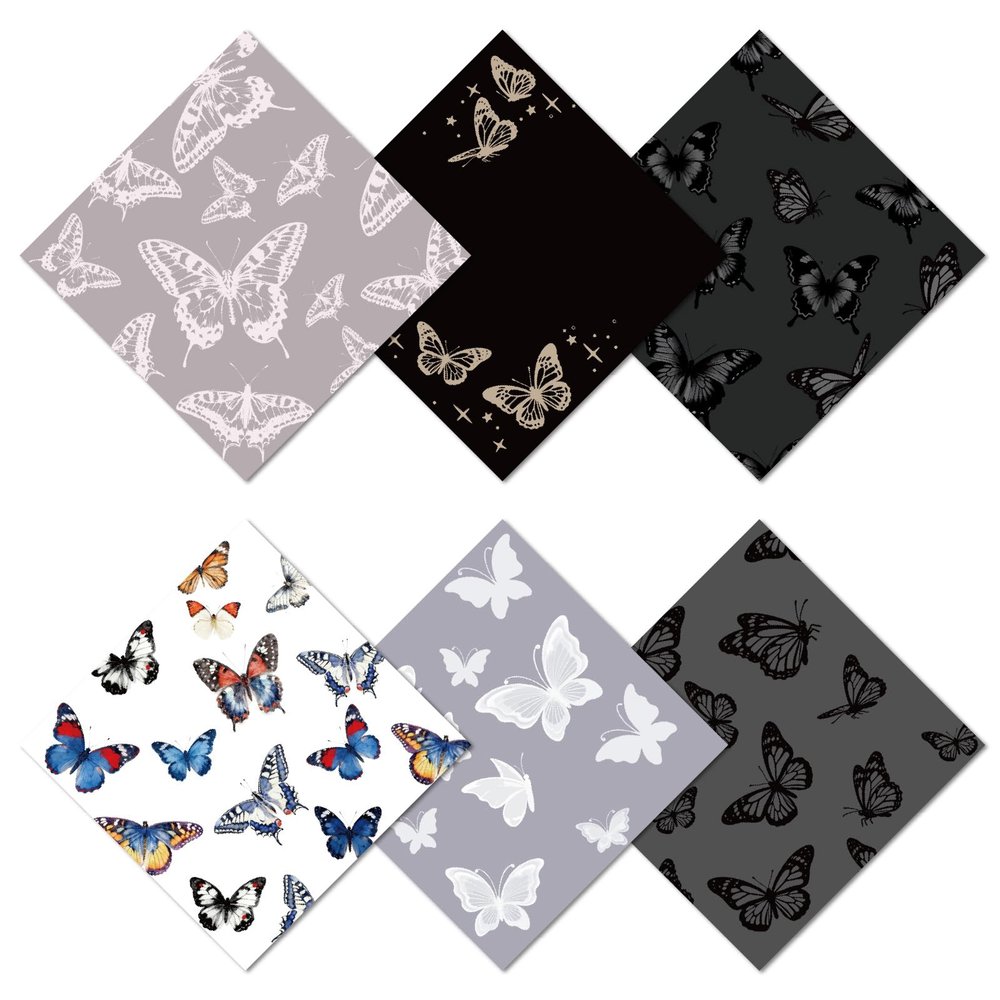 CREATCABIN 6-Pack Microfiber Eyeglass Cleaning Cloths, Reusable, Butterfly Pattern, 16 x 16 cm
