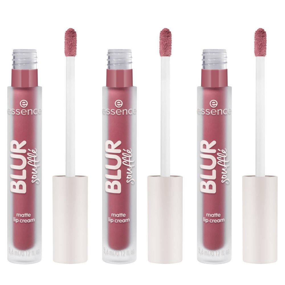 essence BLUR soufflé matte lip cream, No. 07, Red, Matte, Vegan, Oil-Free, Paraben-Free, Microplastic-Free, 3-Pack (3 x 3.6 mL)