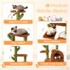 Cactus Cat Tree for Indoor Cats with Cozy Cave, Wide Perch, 69.8 cm, Multi-Level Tower, Brown view 2