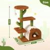 Cactus Cat Tree for Indoor Cats with Cozy Cave, Wide Perch, 69.8 cm, Multi-Level Tower, Brown view 3