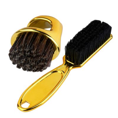 Gold-Tone Neck Dust Brush with Ring Handle for Beard and Hair
